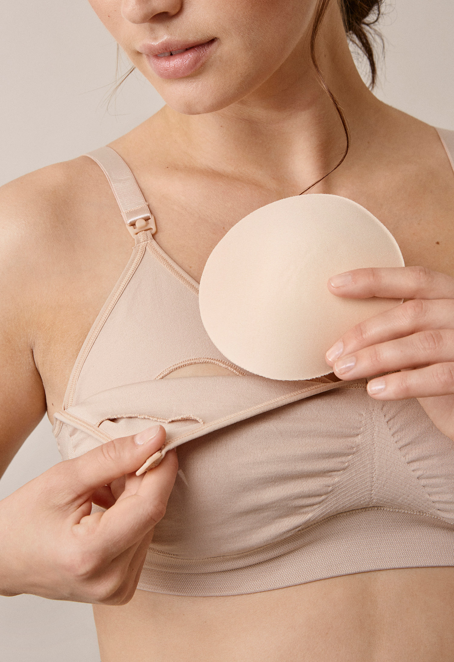 Seamless nursing bra with pads - Beige gallery