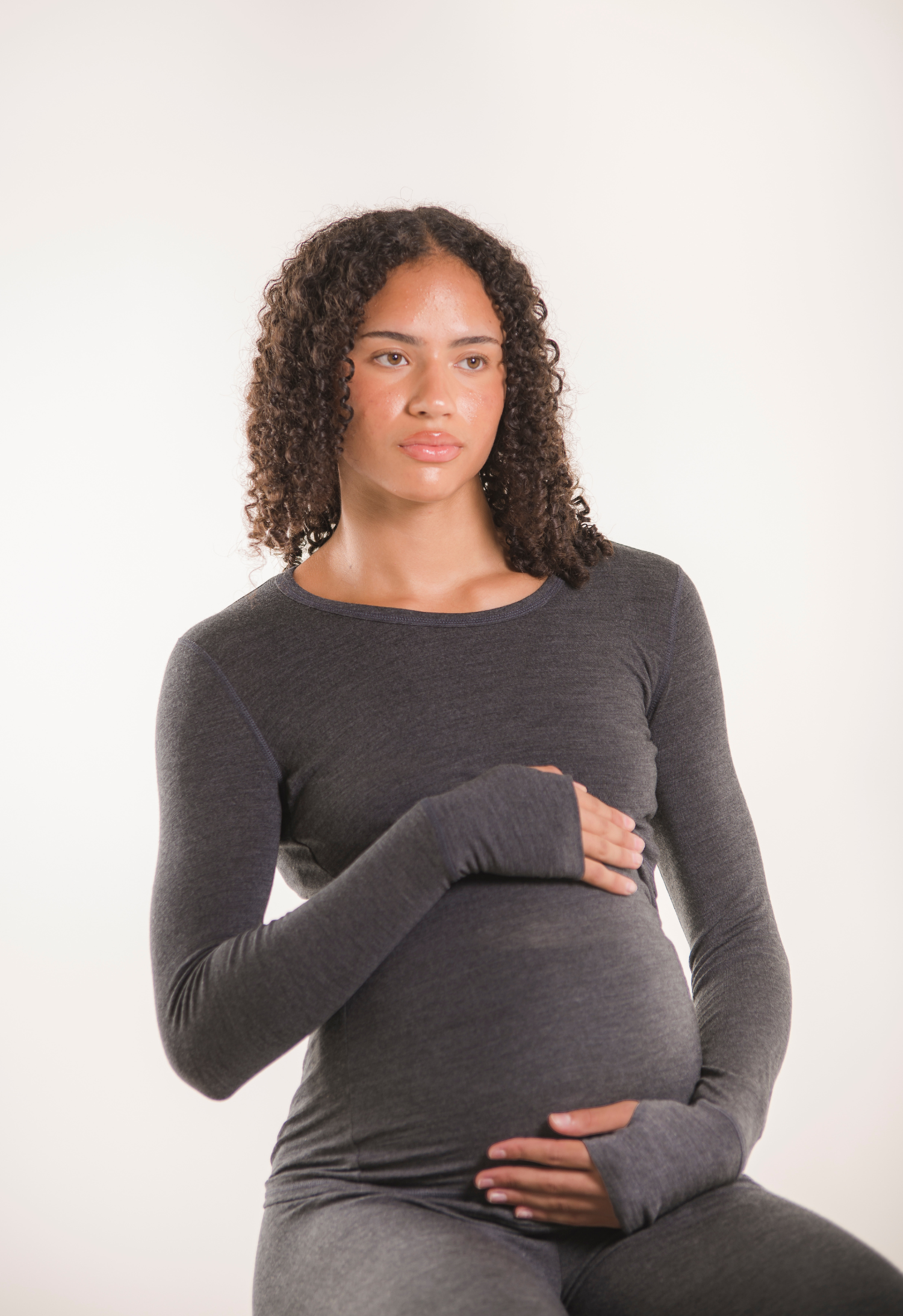 Merino wool nursing top - Dark Grey Melange