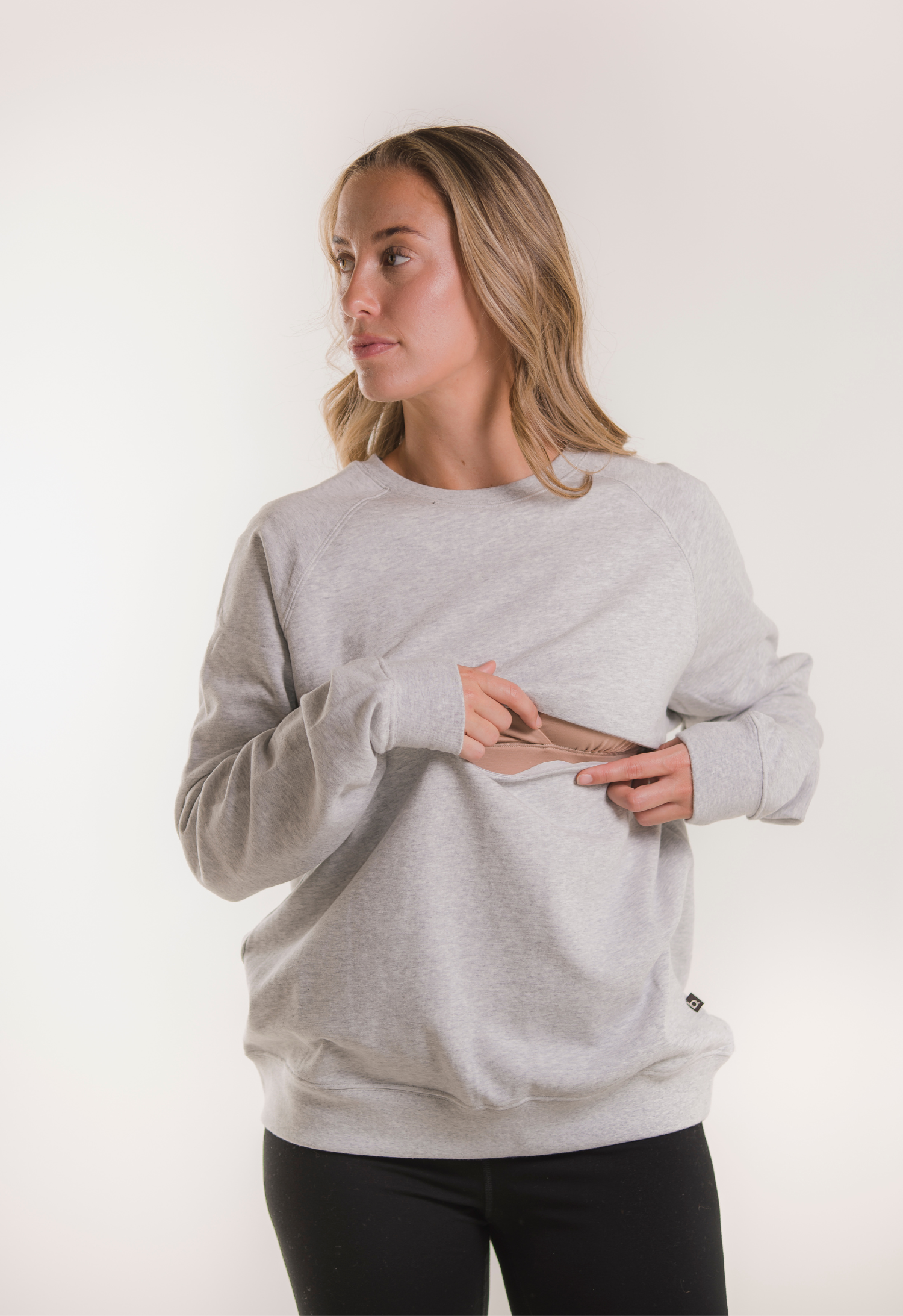 Thermal nursing sweatshirt - Grey melange gallery