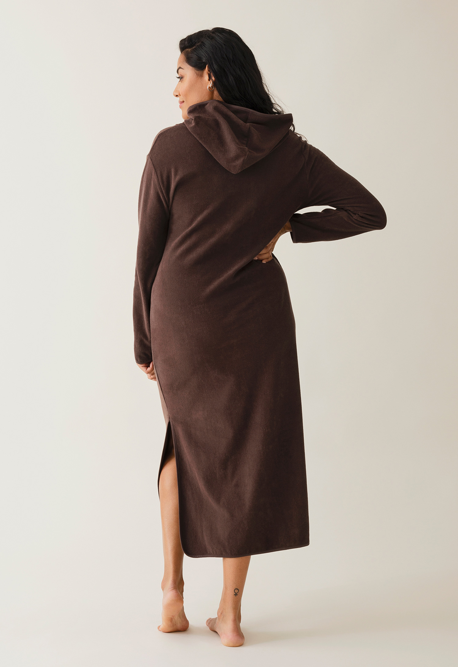 Terrycloth maternity caftan - Brown gallery