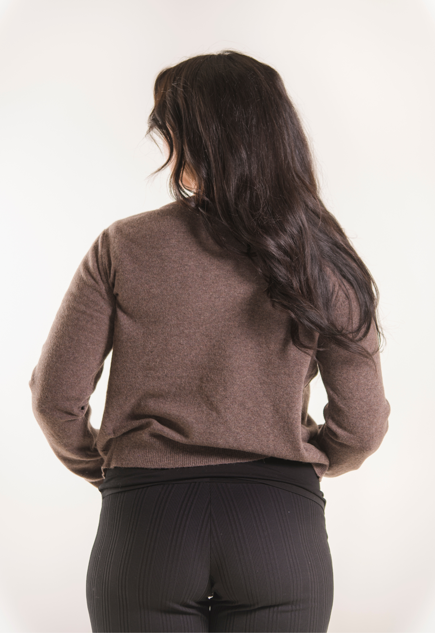 Knitted nursing sweater - Brown Grey Melange gallery